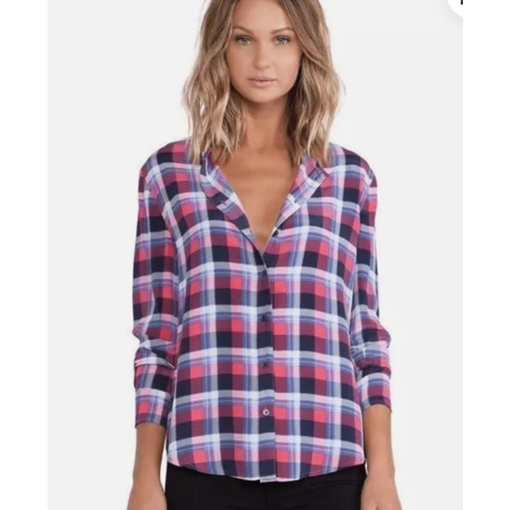 Equipment silk plaid button up blouse xs